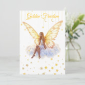 明るい妖精の黄金の蝶の翼の穏やかな美しい 招待状 (スタンド正面)