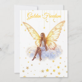 明るい妖精の黄金の蝶の翼の穏やかな美しい 招待状