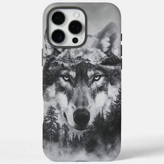 明るい威厳のある満月の下を見つめている狼 Case-Mate iPhoneケース (裏面)