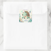 明るい子どもかわいい亀の誕生日パーティー スクエアシール (バッグ)