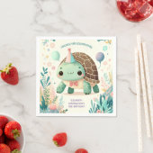 明るい子どもかわいい亀の誕生日パーティー スタンダードカクテルナプキン (インサイチュ)