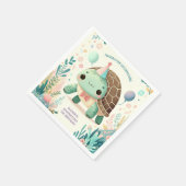 明るい子どもかわいい亀の誕生日パーティー スタンダードカクテルナプキン (角)