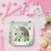 明るい子どもかわいい亀の誕生日パーティー ペーパープレート (パーティー)