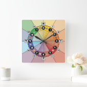 明るい学校の子ども向けの時計（平方） スクエア壁時計 (ホーム)