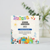 明るい学校入学招待状メモカード サンキューカード (スタンド正面)