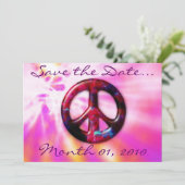 明るい宇宙のピースサインの招待状 セーブザデート (スタンド正面)