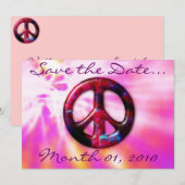 明るい宇宙のピースサインの招待状 セーブザデート (正面/裏面)