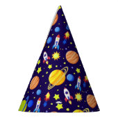 明るい宇宙の冒険 ロケット 惑星 星 パーティーハット (左)
