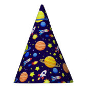 明るい宇宙の冒険 ロケット 惑星 星 パーティーハット (右)