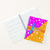 明るい審美的なオレンジとピンクの名前モノグラムの ノートブック (内部)