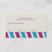 明るい対角線のアポイントメントの名刺 予約カード (裏面)