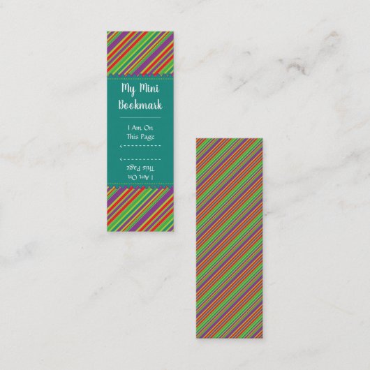 明るい対角線ストライプ模様ミニページマーカー スキニー名刺 (正面/裏面)