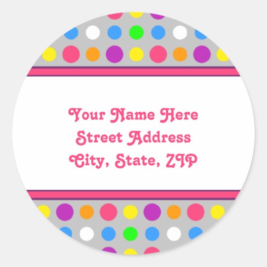 明るい小さなドット住所 シール (正面)