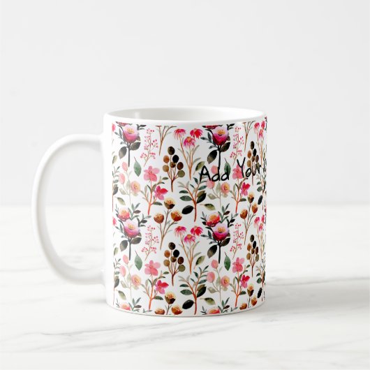 明るい小さな花の水の色のギフトコーヒー愛好家 コーヒーマグカップ (左)