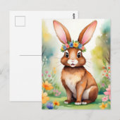 明るい小さな茶色のバニー1、イースター ポストカード (正面/裏面)