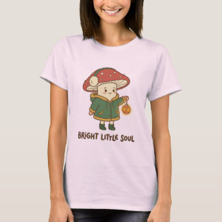 明るい小さな魂のキノコTシャツ クリスマスTシャツ Tシャツ