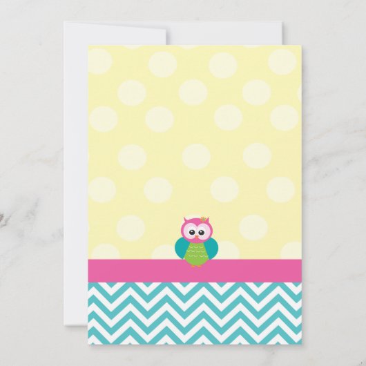 明るい山形のフクロウ(写真)誕生日招待状 招待状 (裏面)