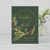 明るい年が来る 水彩画の花輪 お正月 箔シーズンカード (立ち正面)