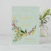 明るい年が来る 水彩画の花輪 お正月 箔シーズンカード (立ち正面)