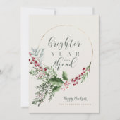 明るい年の先進の水色リース新年 シーズンカード (正面)