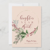 明るい年の先進の水色リース新年 シーズンカード (正面)