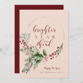 明るい年の先進の水色リース新年 シーズンカード