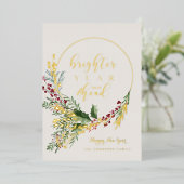 明るい年の先進の水色リース新年 箔シーズンカード (立ち正面)