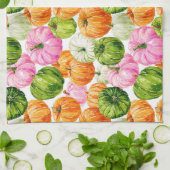 明るい幸せなカボチャ キッチンタオル (折り畳み)