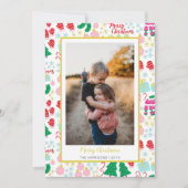 明るい幸せなクリスマスパターンの写真 シーズンカード (正面)