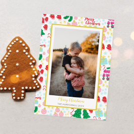 明るい幸せなクリスマスパターンの写真 シーズンカード