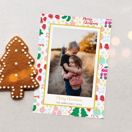 明るい幸せなクリスマスパターンの写真 シーズンカード