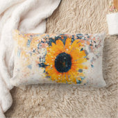 明るい幸せなヒマワリの水彩デザイン ランバークッション (ブランケット)
