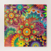 明るい幸せな抽象芸術花挑戦ギフト ジグソーパズル (横)