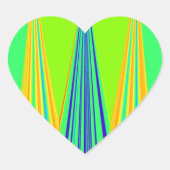 明るい幾何学的ネオンパターンアートデザイン ハートシール (正面)