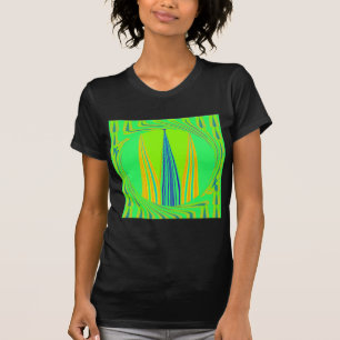 明るい幾何学的ネオンパターンアートデザイン Tシャツ