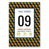 明るい幾何学的パターンモダン、誕生日テーブルNo テーブルナンバー (裏面)