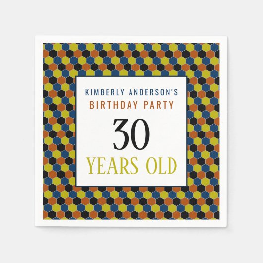 明るい幾何学的パターンモダン、誕生日パーティー スタンダードカクテルナプキン (正面)