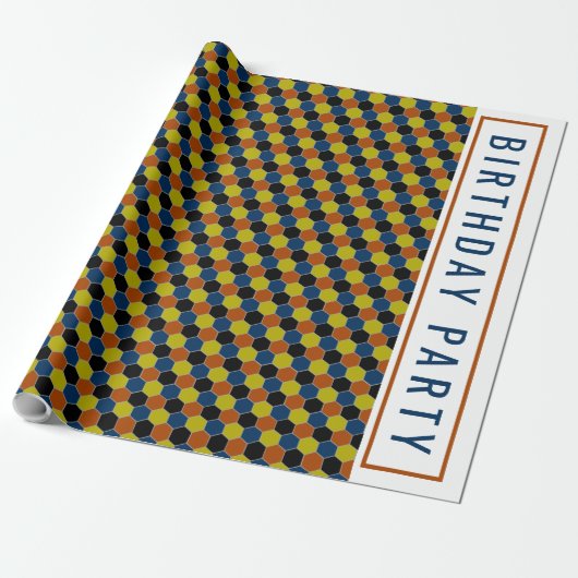 明るい幾何学的パターンモダン、誕生日パーティー ラッピングペーパー (アンロールド)