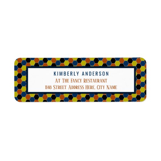 明るい幾何学的パターンモダン、誕生日パーティー ラベル (正面)