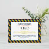 明るい幾何学的パターン、モダン誕生日詳細 招待状 (スタンド正面)