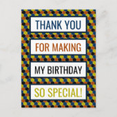 明るい幾何学的パターン、誕生日ありがとう ポストカード (正面)