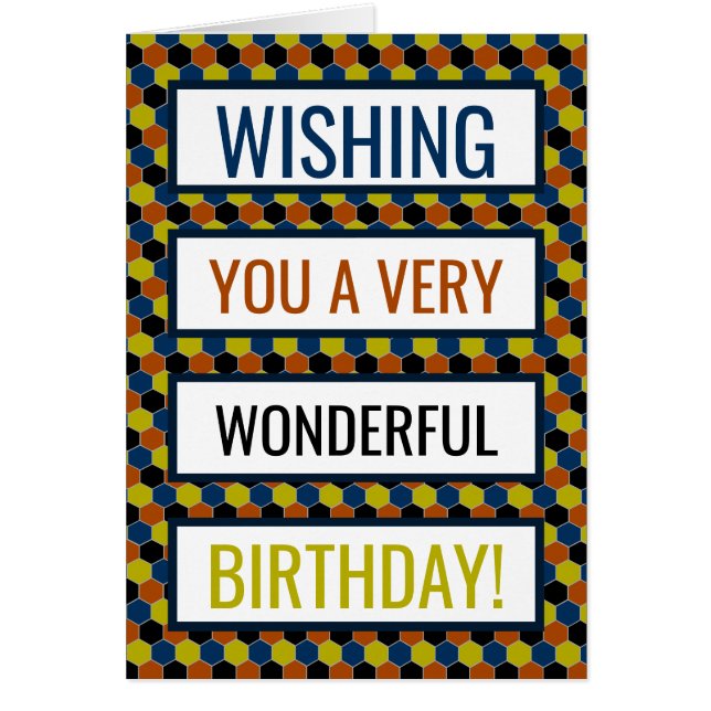 明るい幾何学的パターン、誕生日 (正面)