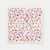 明るい幾何学的フローラ スタンダードカクテルナプキン (正面)