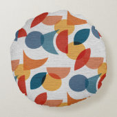 明るい幾何学的レトロ抽象芸術 ラウンドクッション (裏面)