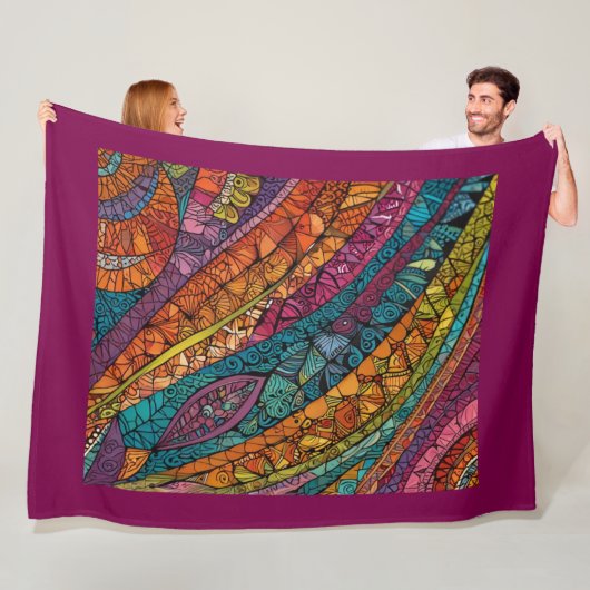 明るい幾何学的抽象芸術最高傑作 フリースブランケット (インサイチュ)