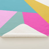 明るい幾何学的日が差すことシェイプ熱いピンク黄色 シェルパブランケット (3/4)