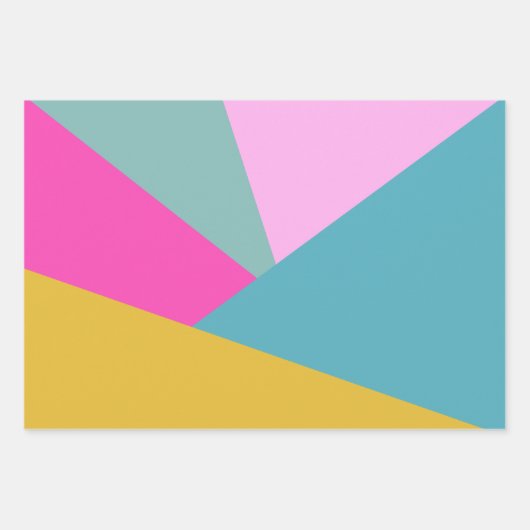 明るい幾何学的日が差すことシェイプ熱いピンク黄色 ラッピングペーパーシート (正面)