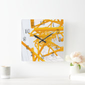 明るい幾何宇宙の形状を持つ建築図形 スクエア壁時計 (ホーム)