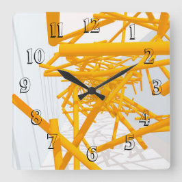 明るい幾何宇宙の形状を持つ建築図形 スクエア壁時計