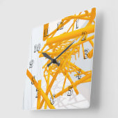 明るい幾何宇宙の形状を持つ建築図形 スクエア壁時計 (傾斜)